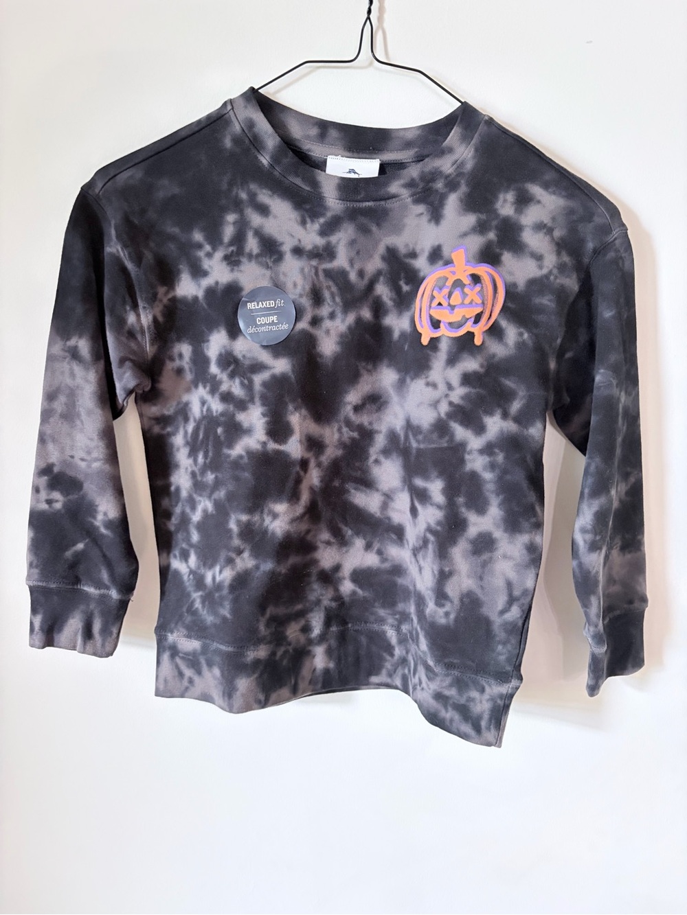 NWT Tommy Bahama Kids Black Tie-Dye Pumpkin Graphic Long Sleeve Tee
